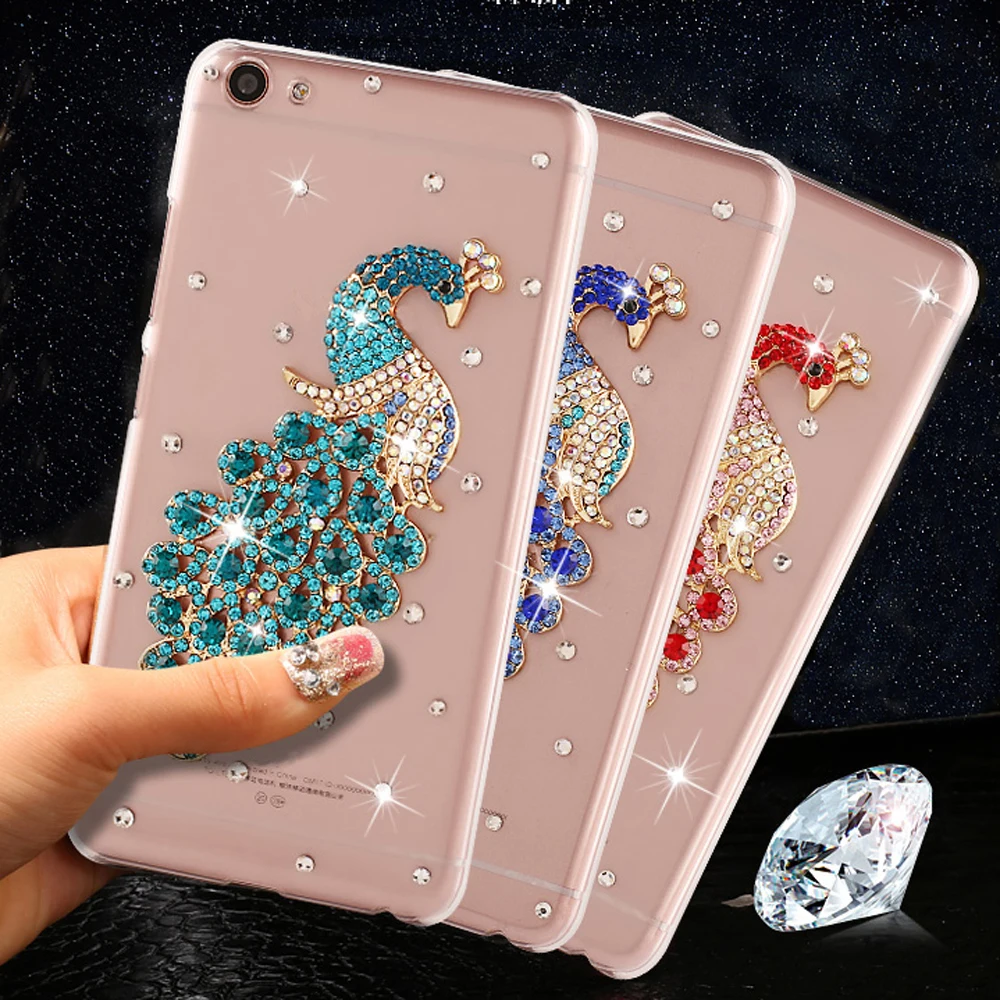 

Sunjolly Diamond Case for iPhone 11 Pro Max XS Max XR X 8 7 Plus 6/6S Plus 5S 5 SE Peacock Bling Rhinestone Phone Cover coque