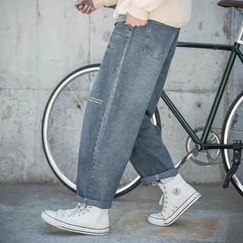 

Men's jeans 2019 autumn and winter new straight loose loose sense jeans young people personality fashion trend men's clothing