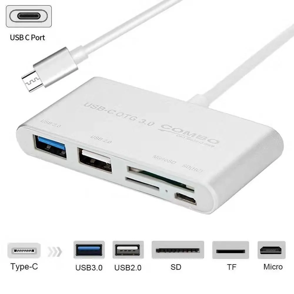 Адаптер 5в1 type C usb-хаб с разъемом 1USB 3,0 USB 2,0 SD/TF