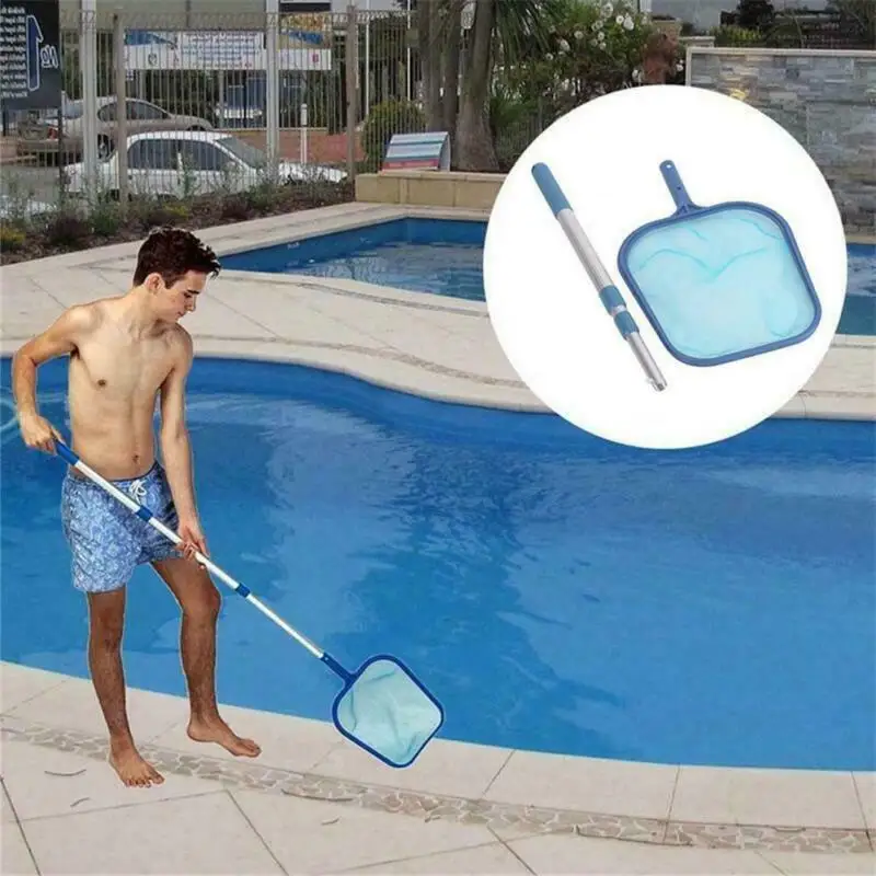 

Hot Blue Cleaner Swimming Pool Net Leaf Rake Mesh Skimmer With Telescopic Aluminum Pole Pools And Spas