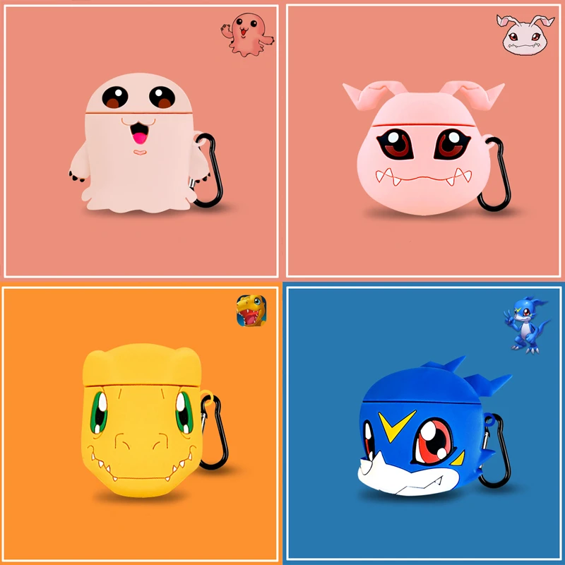 3D Милые Чехлы Digimon Monster Agumon Digivice Koromon V-mon Mochimon для Apple Airpods 1 2 Силиконовая Защитная крышка для наушников