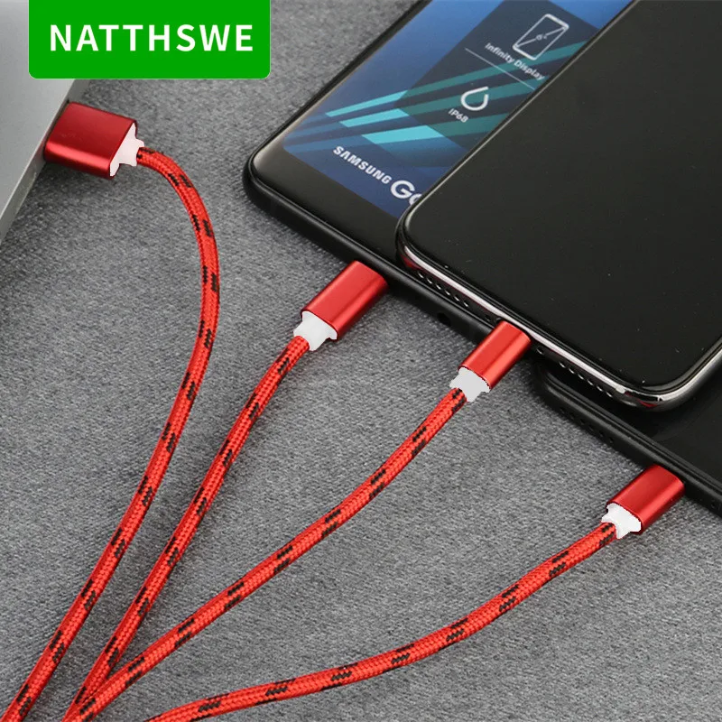 NATTHSWE 3 в 1 Магнитный кабель для быстрой зарядки Micro usb type C линия передачи данных iPhone