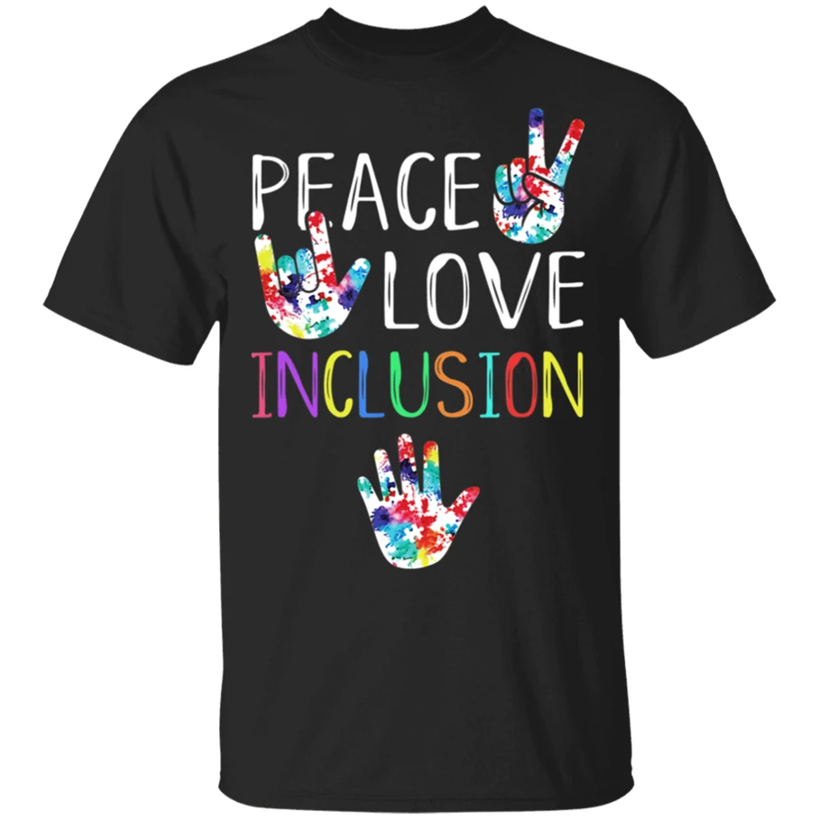 Men'S Peace Love Inclusion Sped Squad Special Ed Teacher T-Shirt Size M-3Xl Free Shipping Tops Tee Shirt | Мужская одежда
