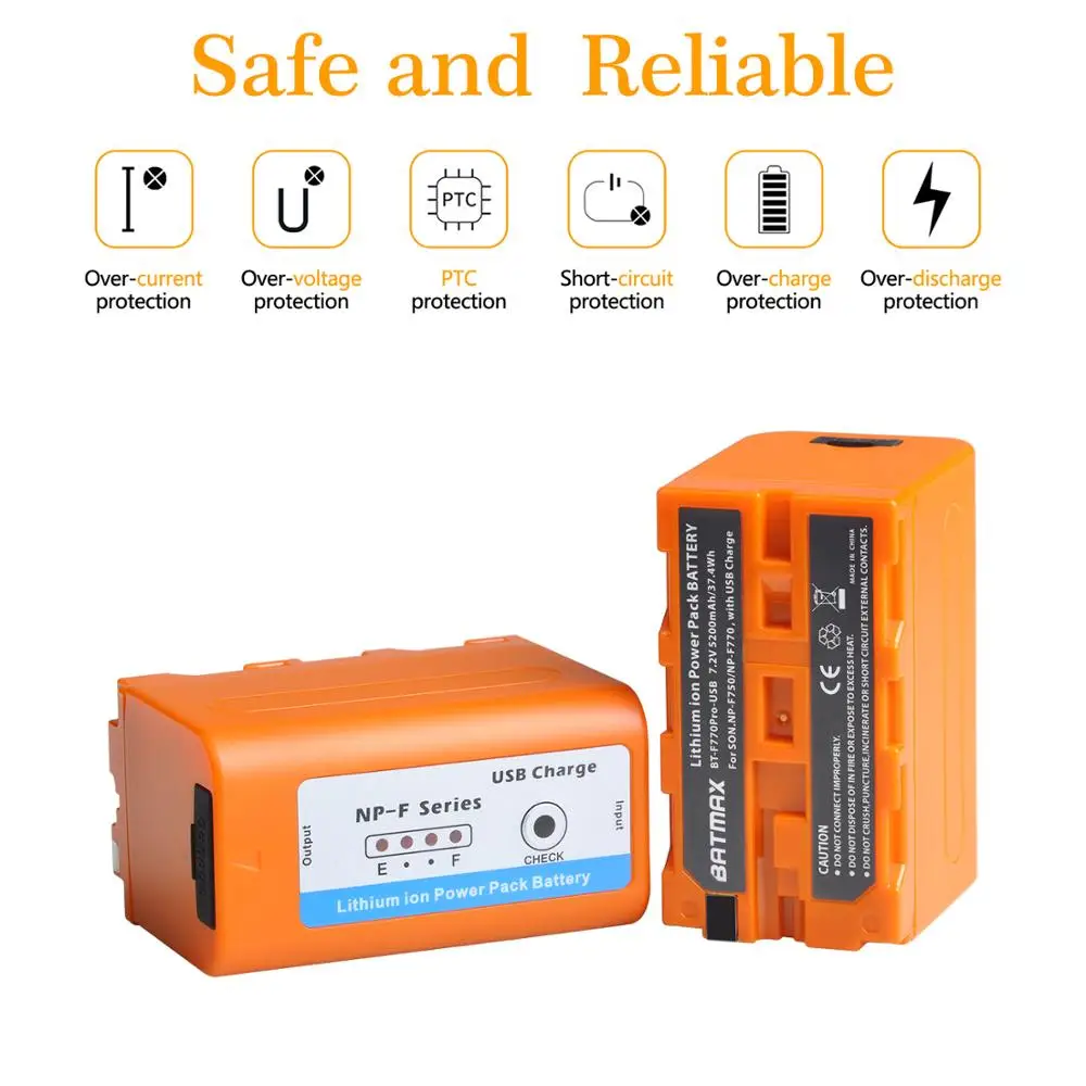 Indicador de Energia da Bateria para Sony Saída F730 4 F770 Led np F960 F970 Np-f550 Ccd-trv58 V1j z1 Pcs 5200mah Usb Np-f750 - Image 4