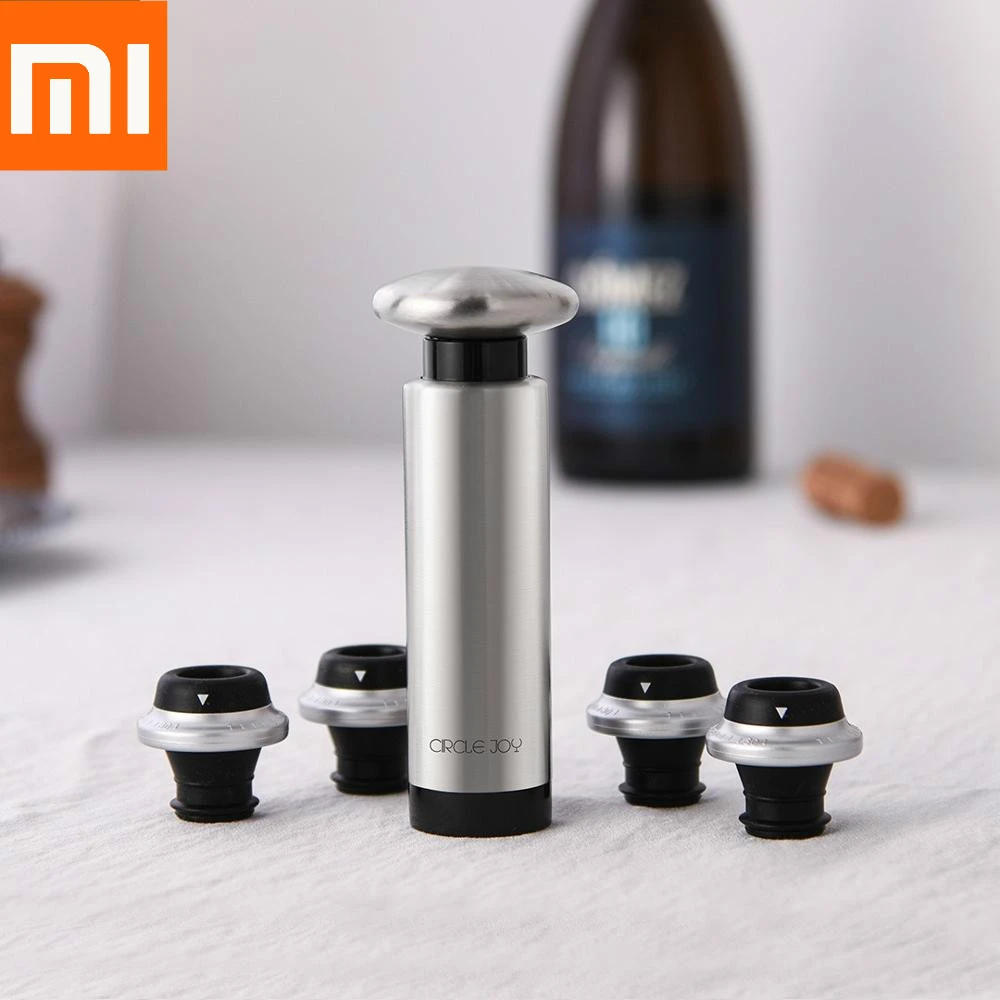 Xiaomi CircleJoy One pump 4 plug red wine preservation plug set, red wine preservation, multi-bottle storage, stainless steel