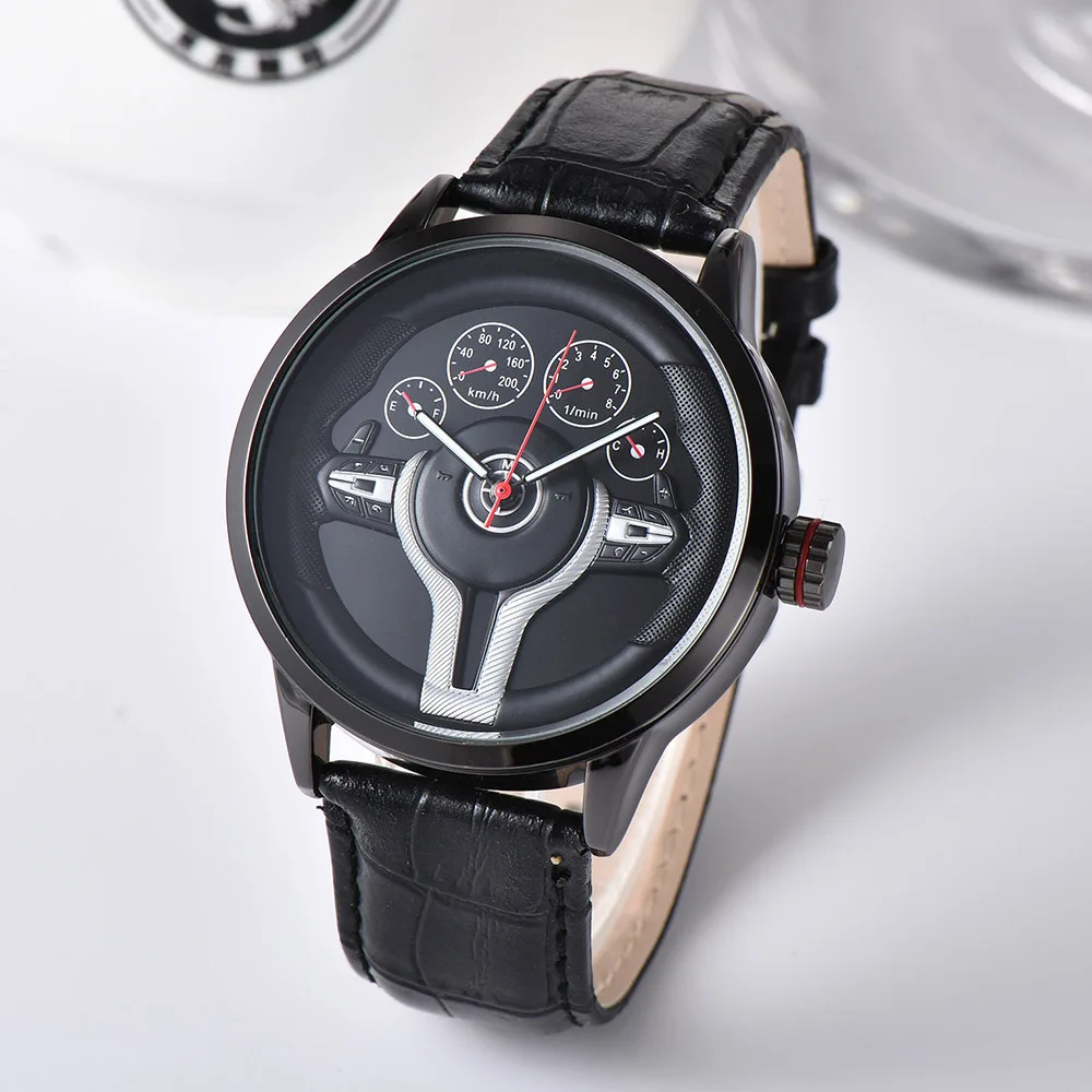 Creative Natrual style Classic precision Fashion Men's Quartz watch 3D Racing tire Free Stainless Strap Clock Casual Sports 2021 