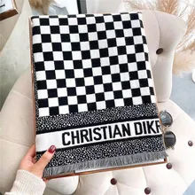 

Luxury Brand Chessboard Plaid Print Winter Warm Scarf for Women Cashmere Shawls and Wraps Long Blanket Designer Bandana Foulard