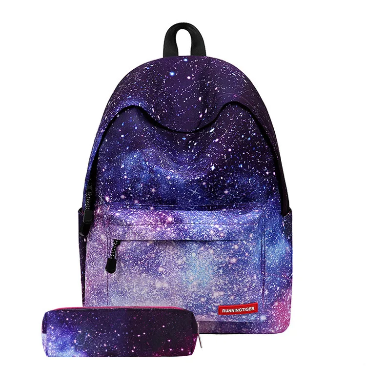 

JIULIN Backpack Women Universe Space School Backpack With Drawstring Bag & Pencil Case 3pcs Set Bag mochila feminina W505Z