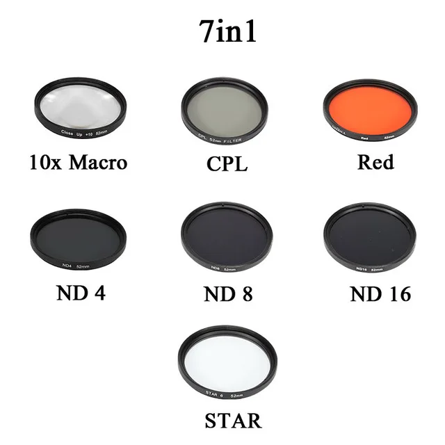 Защитный чехол для GoPro Hero 8, черный с 52 мм переходным кольцом CPL/ND4 8 16/Star/10x Macro/Red Фильтр, набор аксессуаров для камеры