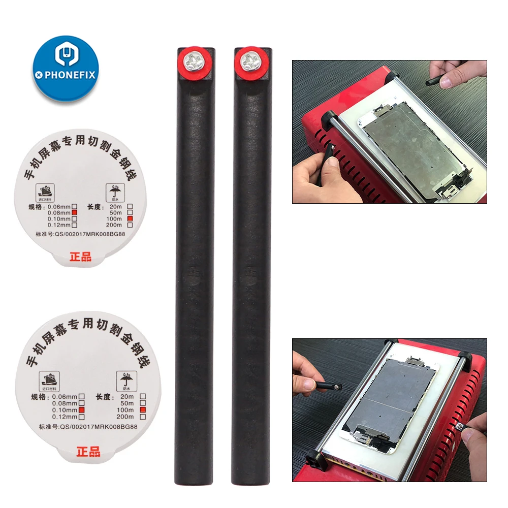 

P0.11 100m 0.08mm 0.1mm Alloy Molybdenum Cutting Wire Line for Mobile phone LCD Display Screen Separator Repair with handle