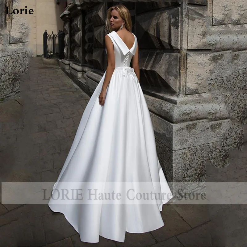 LORIE A Line свадебное платье в стиле бохо кукольный воротник винтажное свадебное платье без рукавов кружевное свадебное платье длиной до пола