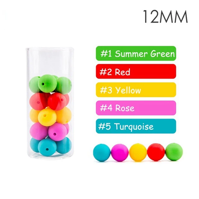 60pcs 12mm Baby Teether Silicone Beads Diy Pacifier Chain Bracelet Bpa Free Chewable Round Silicone Bead Accessories For Newborn Red turquoise set