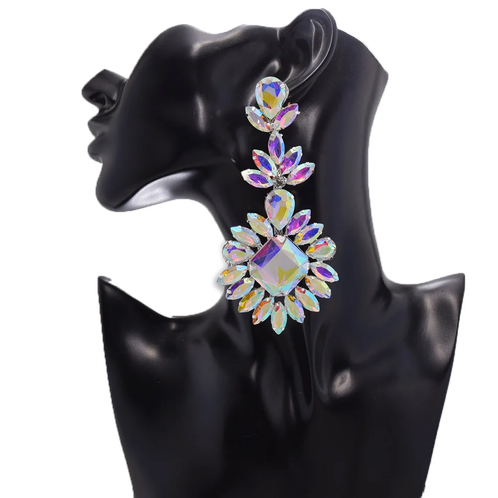 

CUIER Luxury Crystal Long Drop Earrings Women Fashion Statement Earrings Wedding Party Gifts Accessory rhinestones Jewelry