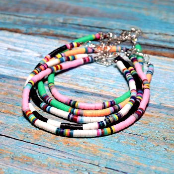 

Boho Handmade Polymer Clay Anklet Women Adjustable Bohemian Ankle Chain Bracelet Sexy Halhal Anklets Barefoot Sandals Jewelry