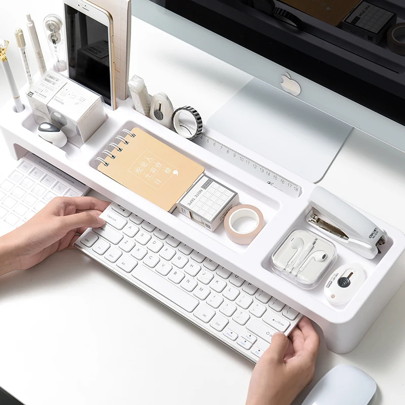 

Plastic Office Storage Rack Desk Organizer Table Stationery Holder Desktop Organizer for Computer/Keyboard/Textbooks/Pad/Phone