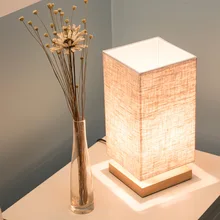 Современный простой полотняный абажур сплошное деревянное основание настольная лампа спальня прикроватный светодиодный японский Настольный светильник