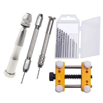 

12Pcs Hand Drill Jewelry Tools Kit Pin Vise for Resin Casting Molds Steel Hand Drill with 10Pcs Drill Bits & Fixed Holder