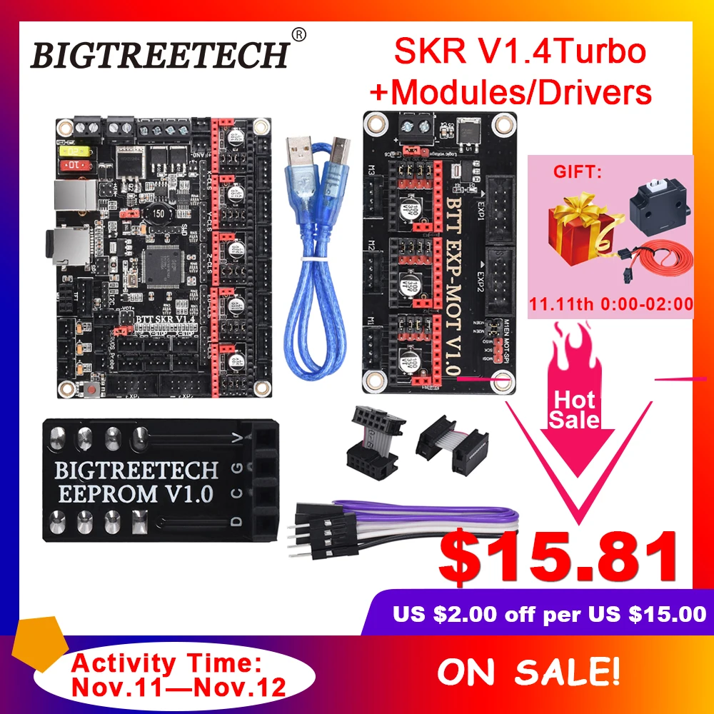 BIGTREETECH SKR V1.4 SKR V1.4 Turbo Board BTT EEPROM V1.0 EXP MOT V1.0 Module TMC2209UART 3D Printer Parts for CR10 3d Printer