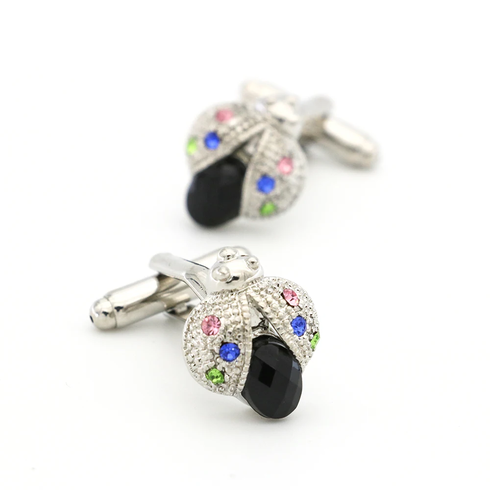 

Ladybug Cuff Links For Men Crystal Insect Design Quality Brass Material Colorful Color Cufflinks Wholesale&retail