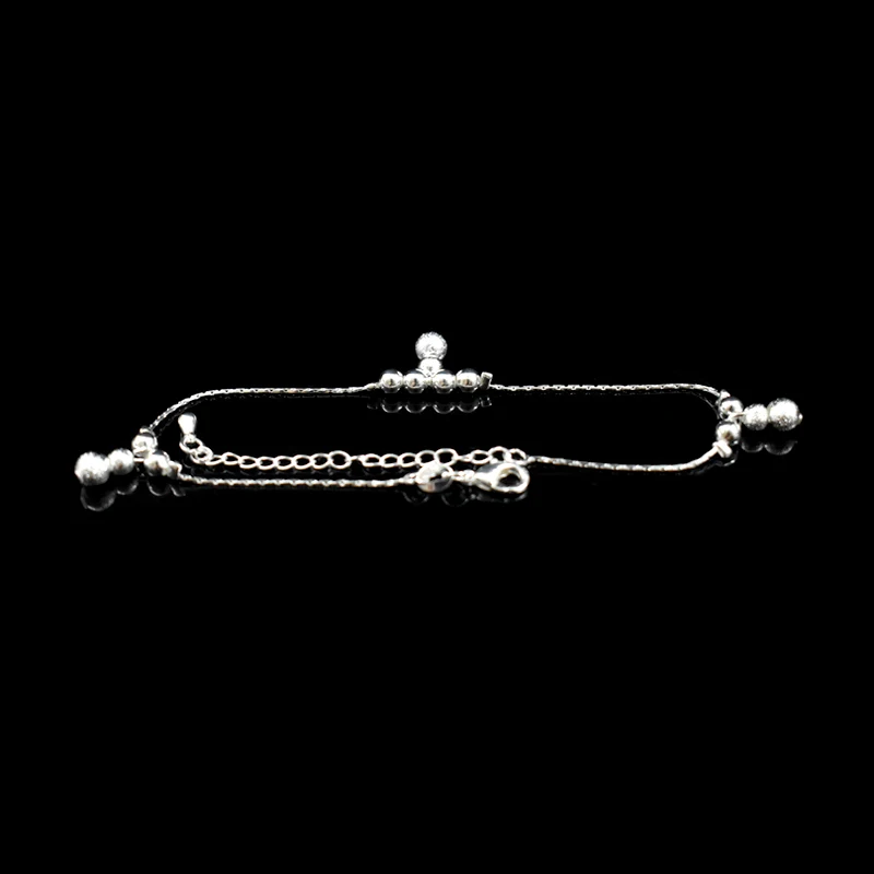 New Bohemia Frosted Beaded Gourd Pendant Beach Anklets 925 Sterling Silver Ball String Foot Chain Bracelets Women Jewelry Gift