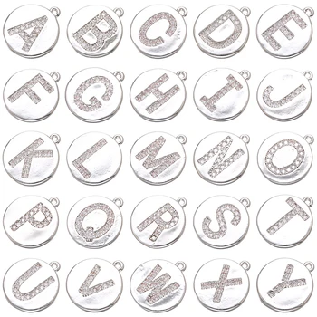 

ZHUKOU 14x16mm Silver color letter pendant Brass Cubic Zirconia crystal charms for women DIY necklace jewelry accessories VD692A