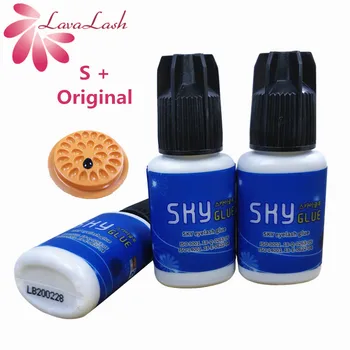 

Free Shipping 3 bottle/lot Korea Original Sky Glue Adhesive for Eyelash Extensions Sky S plus Glue MSDS S+ type,5ml Black Cap