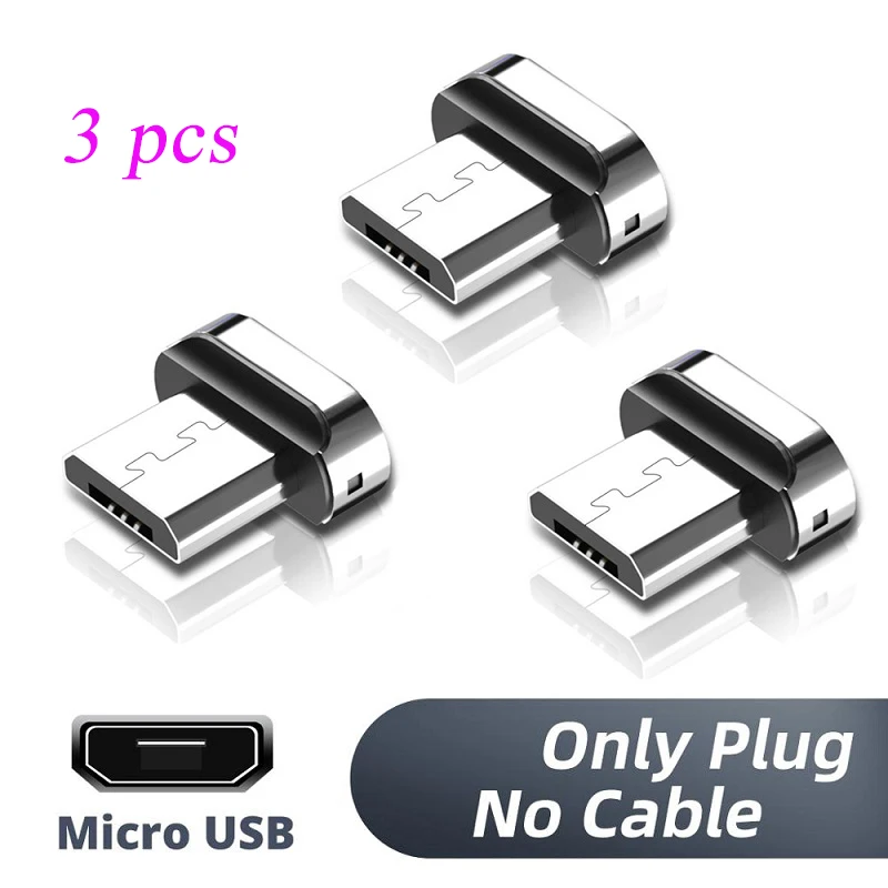 3 PCS Square Magnetic Tips for Mobile Phone Replacement Parts Micro Type C Magnet Charger Cable Plug Converter Charging Adapter