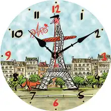 Парижская башня настенные часы, настенные часы Бесшумный ход, круглые Настенные часы, потертые ретро дома для декора кухни, duvar saati
