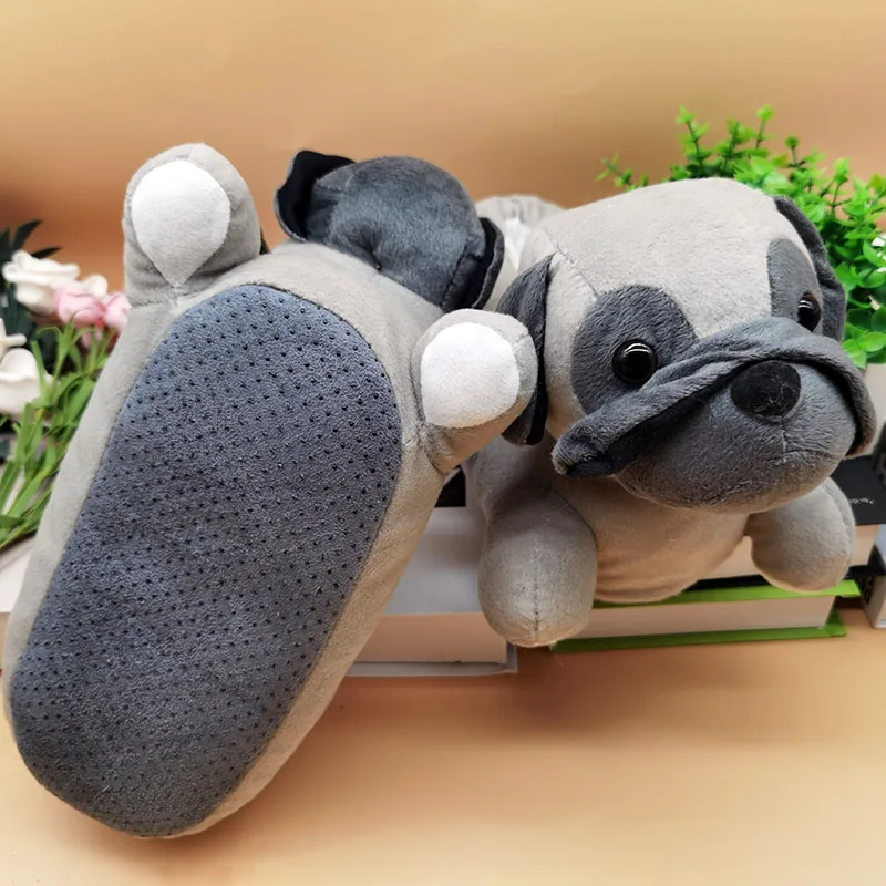 Bulldog Anime Indoor Slippers Warm Winter Home Fluffy New Fashion Men Women Bread Demon Soft Plush Shoes Unisex Cute Funny