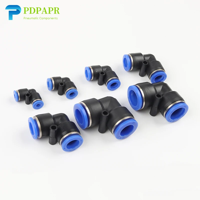 

PV L Shaped Elbow Pneumatic Fittings 4/6/8/10/12/14/16MM OD Hose One Touch Push in Air Connector Plastic Quick Tube Fitting