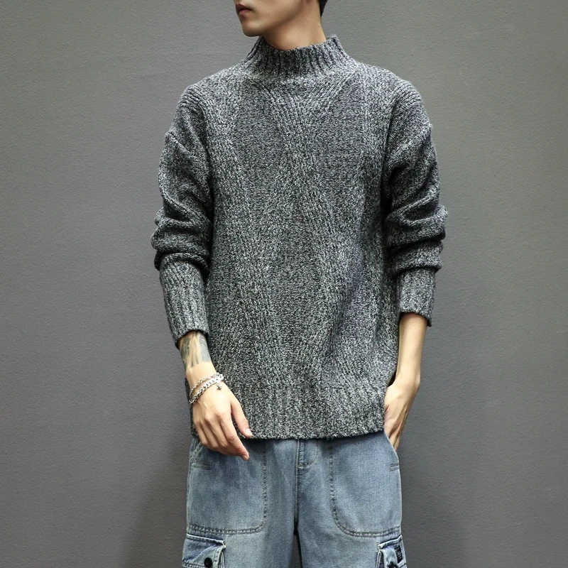 Autumn/winter 2019 new slim solid color stripe printed long-sleeve sweater loose large casual personality youth men's wear Autumn/winter 2019 new slim solid color stripe printed long-sleeve sweater loose large casual personality youth men's wear