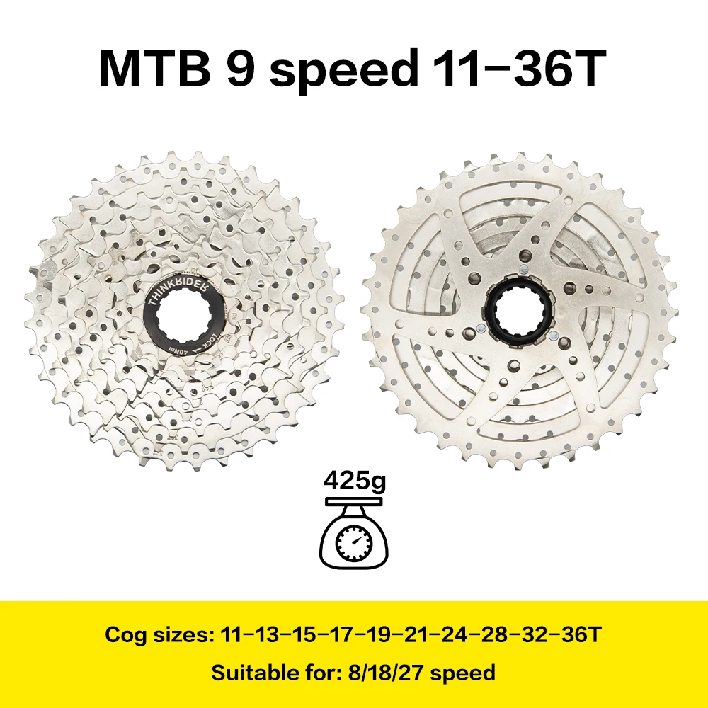 ThinkRider 8 9 10 11 Speed Velocidade Bicycle Cassette Mountain Bike MTB Freewheel Sprocket 36T 40T 42T 46T 50T 52T for Shimano