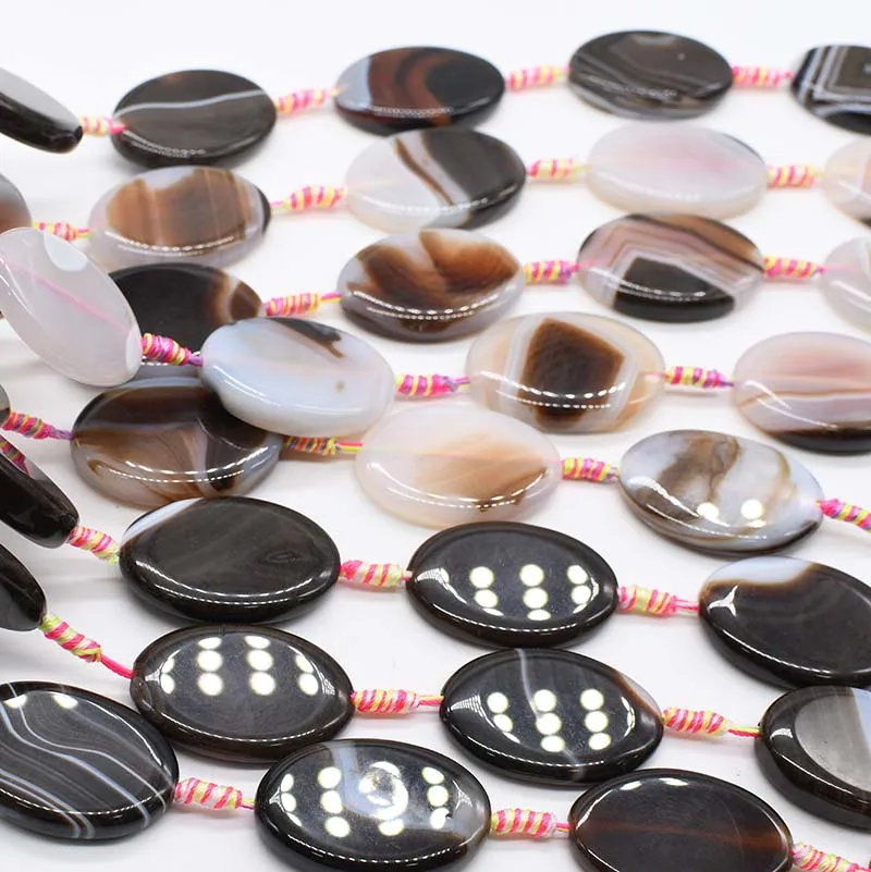 2strands/lot Oval black and white agate natural stone beads For DIY Necklace Bracelet Jewelry Making 15