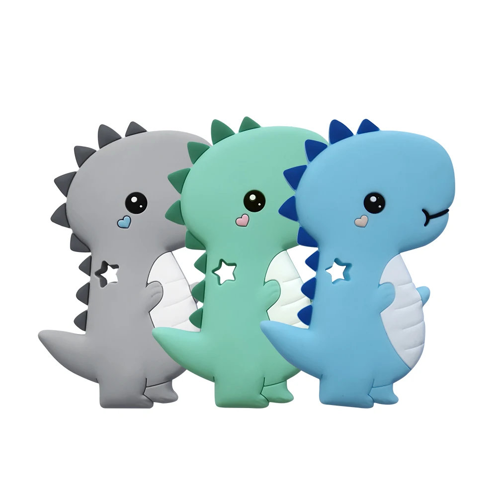 Безопасные детские трофеи BPA бесплатно Милые Животные Динозавр младенец Сделай Сам грызунок детские силиконовые жевательные подвески детские игрушки для прорезывания зубов