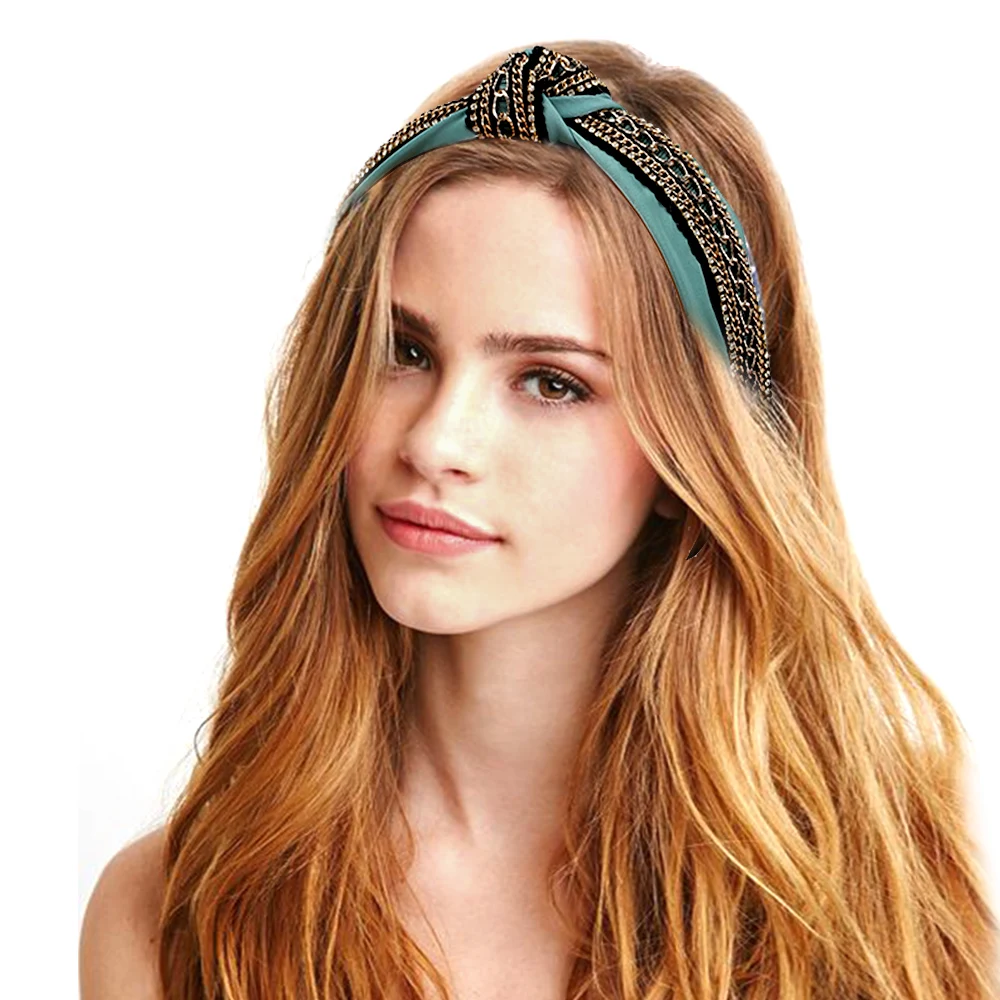 

2020 New Women Vintage Twisted Knotted Cloth Wrapped Headband Wide Hair Hoop For Lady Hairbands Headdress
