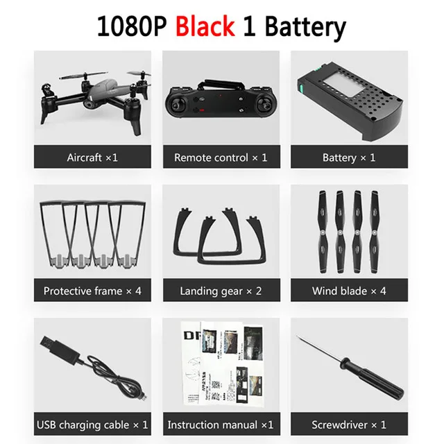 VODOOL SG106 Радиоуправляемый Дрон WiFi FPV оптический поток 4K 1080P 720P HD Двойная камера Радиоуправляемый квадрокоптер в реальном времени воздушный видео самолет игрушки для детей - Цвет: 1080P Black 1Battery