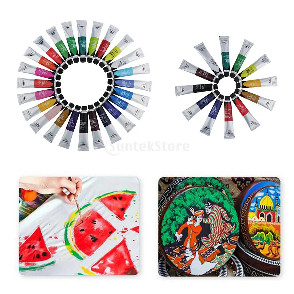 12/24Pcs ACRYLIC PAINTS ART WATERPROOF ARTIST PAINTING ACYLIC COLOR FOR CERAMIC