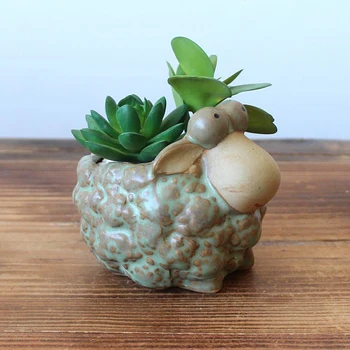 

Kiln Glaze Plants Holder Fairy Garden Decoration Flower Pots Cute Animal Ceramics Figurines Succulent Flowerpots Desk Decor Gift