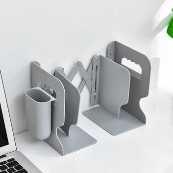 

Bookshelf Book Stand Solid Library With Pen Holder Home Office Anti Skid Desktop Organizer Multi Compartments Adjustable Bookend