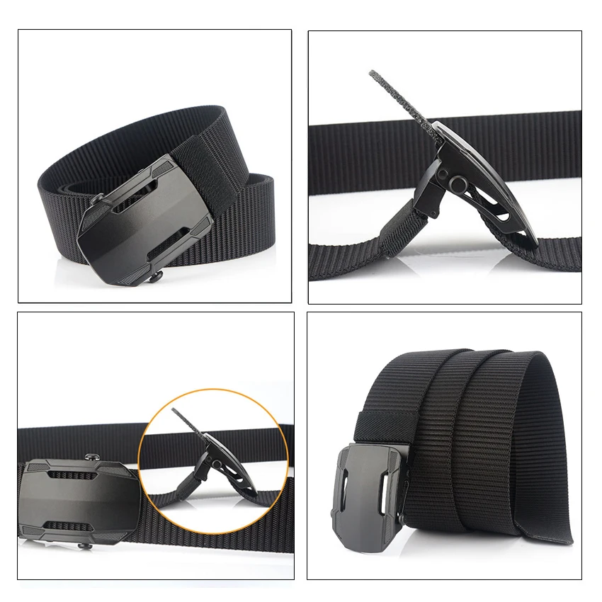 Luxury Canvas Men Belt High Quality Alloy Buckle Adjustable Tactical Belt For Jeans Male Casual Black Nylon Belts Free Shipping