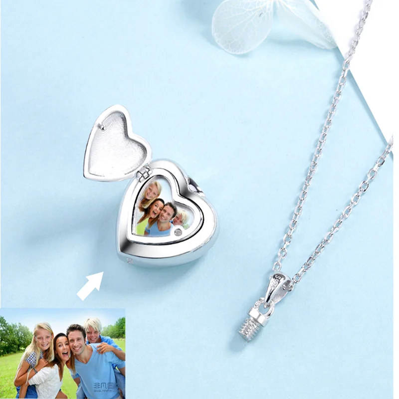 XiaoJing 925 пробы серебро forever in my heart подвеска кремация урна в виде сердца ожерелье для женщин на заказ фото памятные ювелирные изделия