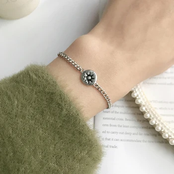 

Trendy Moon Sun Engraved Chain 925 Sterling Silver Bracelet For Women Girls Designer Dainty Jewelry For Friends