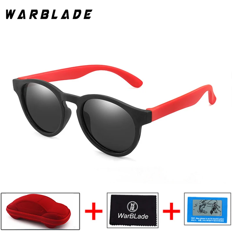black red grey WarBlade Новые Детские поляризованные солнцезащитные очки TR90 для мальчиков и девочек, солнцезащитные очки, силиконовые защитные очки, подарок для детей, детские очки UV400 - Цвет линз: black red grey