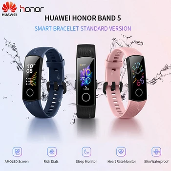 

Global Version HUAWEI Honor Band 5 Smart Bracelet Blood Oxygen Heart Rate Tracker Sports Wristband AMOLED Screen 50m Waterproof