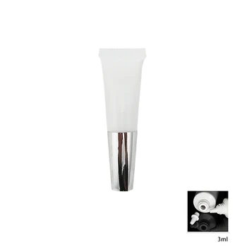 

3ml White Refillable Soft Tube Cosmetic Silver/Gold Square Cylinder Lid