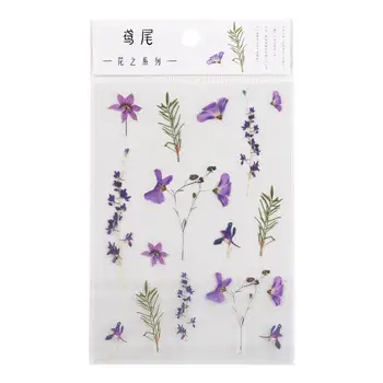 

1pc Natural Daisy Japanese Words Stickers Transparent Flowers Pet Material Supplies Deco Plants Stationery Leaves Stickers I4J0