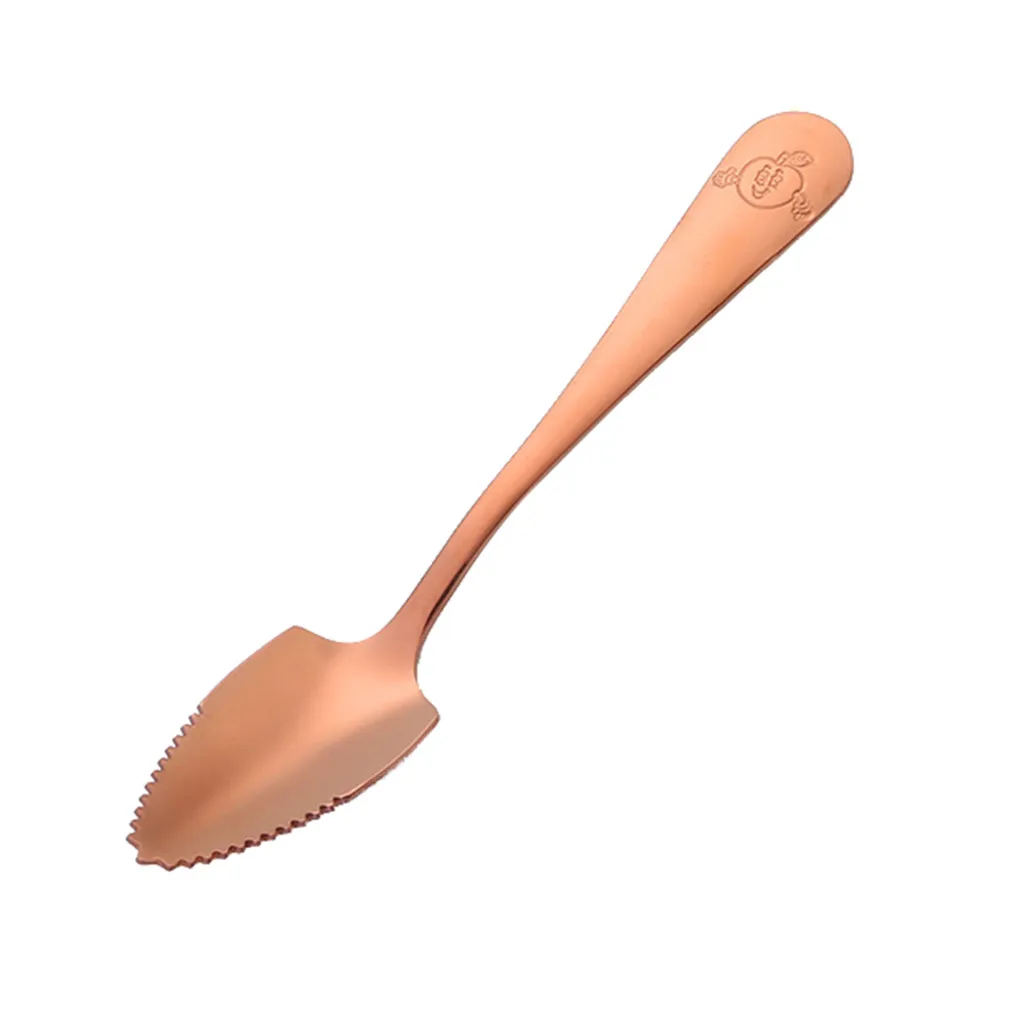 Rose Gold Ложка для выскабливания фруктов из нержавеющей стали, инструмент для детского питания, пояс, зубчатые Бытовые аксессуары, Новое поступление - Цвет: Rose Gold