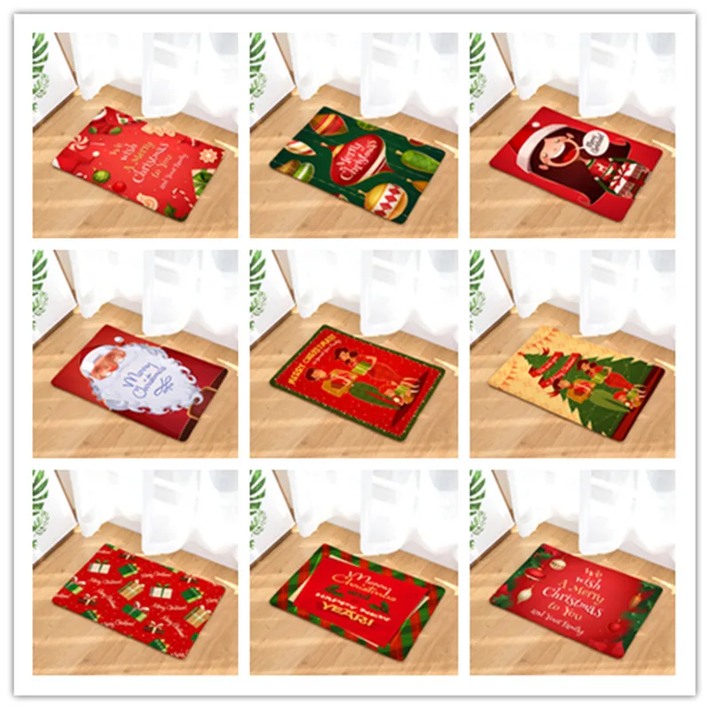 

Hot! Christmas Series Flannel Doormat Home Decoration Non-slip Door Mat For Living Room/Bathtoom/Hallway/Kitchen/Outdoor