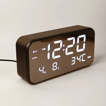 

LED Music Alarm Clock Multi-functional Mirror Electronic Clock Mute Mirror Image Alarm Clock Three Groups of Alarm