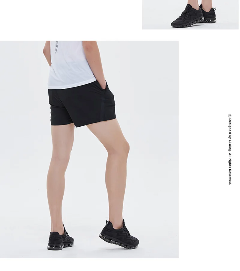 Клиренс) Li-Ning мужские спортивные шорты для бега на сухой подкладке, 88% полиэфир, 12% спандекс, спортивные шорты AKSP119 MKD1622